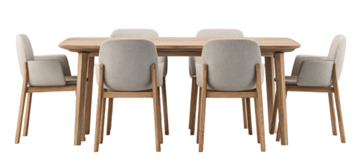 Light wood dining set with upholstered chairs