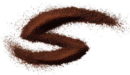 Coffee grounds swirl in a dynamic, textured pattern