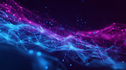 Abstract Digital Network with Vibrant Blue and Pink Lines and Particles for Technology and Innovation