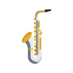 Naklejka premium A vibrant saxophone illustration representing jazz music's elegance and spontaneity, perfect for musical themes and creative projects.