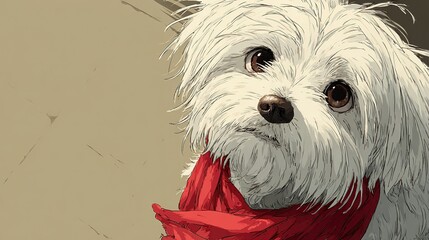 Anime Style Little White Dog: Cute and Playful Canine Character