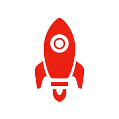 A vibrant red rocket icon symbolizing innovation and exploration in technology and space travel.