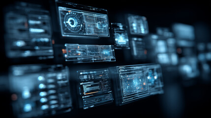 artificial. Abstract blue LED light patterns creating a futuristic ambiance on a dark background. product launch decks, UI/UX mockups, designed for data visualization dashboards and holographic UIs.