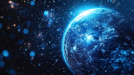 Fototapeta premium Cosmic Earth, futuristic view, possible use digital art, space exploration