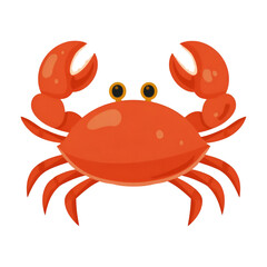 A vibrant illustration of a red crab featuring big claws and expressive eyes, perfect for seafood, marine life, and ocean themes.