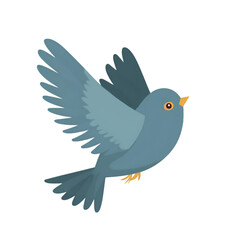 Fototapeta premium A vibrant illustration of a blue bird in mid-flight, showcasing its beautiful wings and playful spirit in a colorful environment.