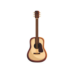 Naklejka premium An elegant acoustic guitar showcasing its beautiful wood finish, perfect for music lovers and musicians alike.