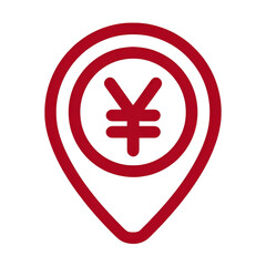 Obraz premium A stylized icon representing currency and location, ideal for finance and travel-related themes in digital design.