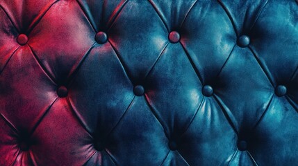 Fototapeta premium Tufted Blue Leather Texture with Buttons in Moody Lighting