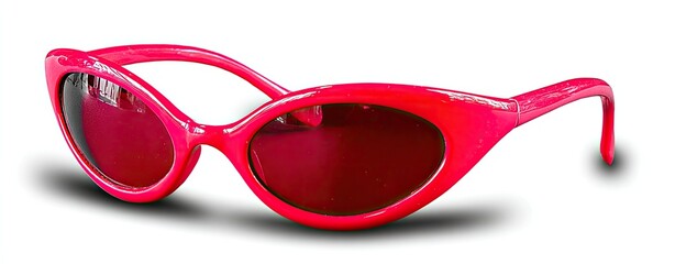 Pair of bright pink oval-shaped sunglasses