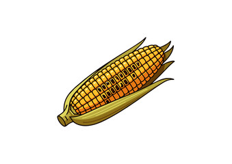 roasted corn icon, autumn harvest style