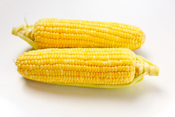 Fresh yellow corn cob with husk