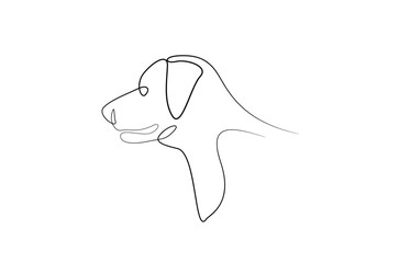 Dog head in continuous one line drawing. Single line art illustration of adorable dog. Editable vector.
