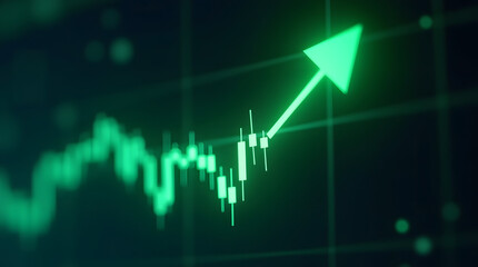 Stock market investment chart with glowing bullish uptrend