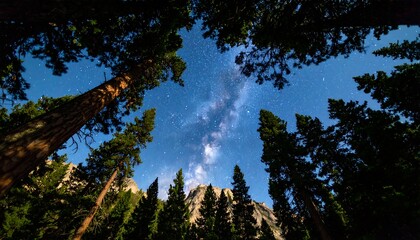 Milky Way through forest canopy