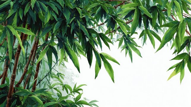 Lush bamboo foliage frame