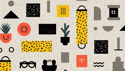 Abstract geometric pattern with various shapes and textures