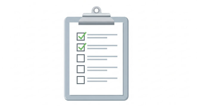 Clipboard checklist task list with check marks and empty boxes for project management and todo list