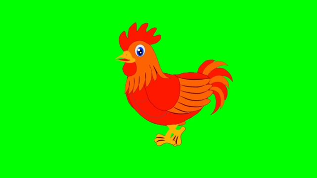 Hen green screen cartoon characters with motion 
