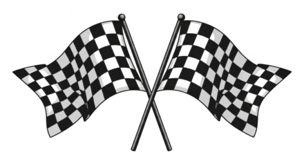 Two crossed checkered flags isolated on transparent background