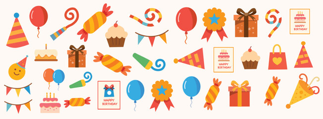 Birthday Party Icon design set vector