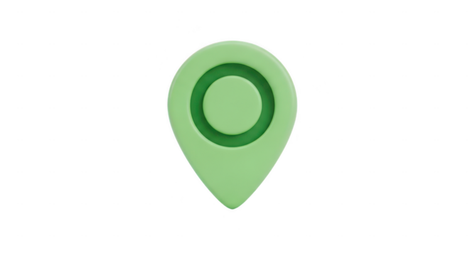 Green location pin icon isolated on transparent background