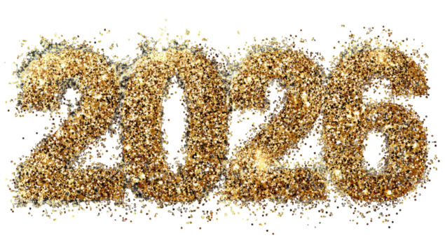 Sparkling gold glitter numerals "2023