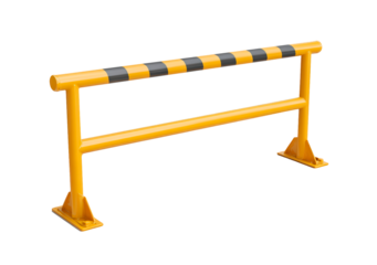 Yellow and black safety barrier for worksite protection on transparent background, PNG