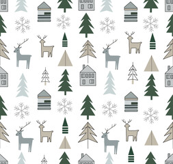 Obraz premium Scandinavian Winter Seamless Pattern