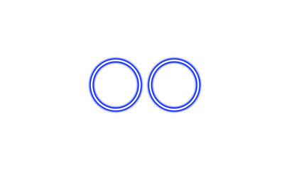 two blue neon glowing ring, two blue neon glowing circle, neon glowing circle ring on white background