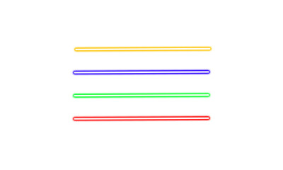 blue, yellow, green and red glowing neon lines, neon light line,  blue, yellow, green and red neon line on white background