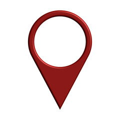 Red 3D map pin location marker for navigation and destination.