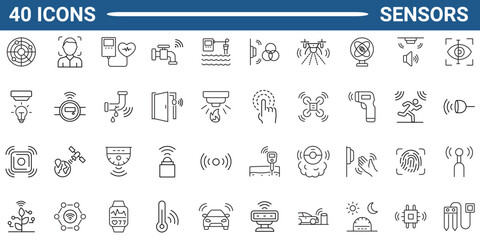 Sensor line icon set. Outline icon collection. Editable stroke. Vector illustration