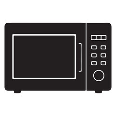 Obraz premium Black Microwave Oven Isolated on White Background Simple Kitchen Appliance Vector Illustration for Cooking and Heating Food
