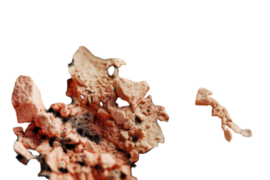 Close-up view of textured, granular,  coral-toned substance