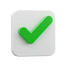 Vibrant Green Square Check Mark Icon 3D Render for Confirmation