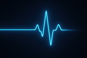 Medical ai integration. Neon heartbeat line on a dark background, symbolizing health and vitality.