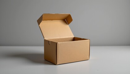 Open Light Brown Cardboard Container