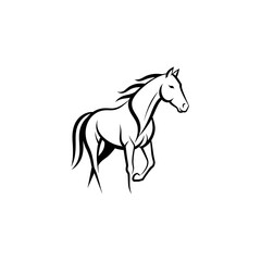 Obraz premium Stylized Black and White Horse Illustration on White Background