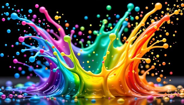 Vibrant Rainbow Splash with Dynamic Color Burst