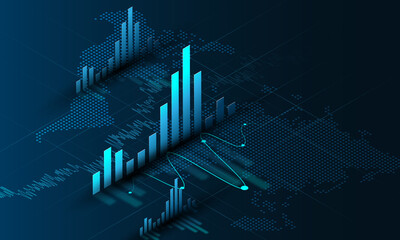 Stock trading charts and background images Financial trends, marketing, banner design, advertising materials