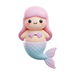Obraz premium 3D A Pastel Mermaid with Pink Hair