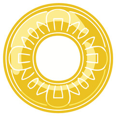 Stylized Golden Coin Medallion with Ornate Abstract Pattern Illustration