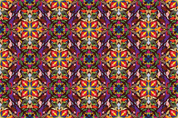 Traditional Thai art seamless geometric floral damask pattern motif suitable for wallpaper, textile, tile, cloth, curtain, blanket and fabric design isolated illustration vector archive EPS file.