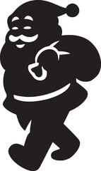 Santa Claus silhouette with gift bag on white background