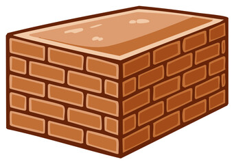 Stylized cartoon illustration of a rectangular brick block with a classic wall pattern