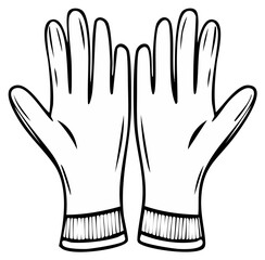Obraz premium Line art illustration of a pair of protective gloves with ribbed cuffs