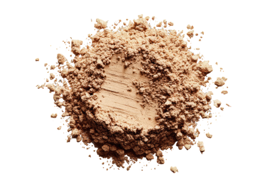 Light brown powder pile, a circular mound with radiating powder