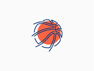 Dynamic abstract basketball graphic with vibrant orange and blue lines, perfect for sports branding