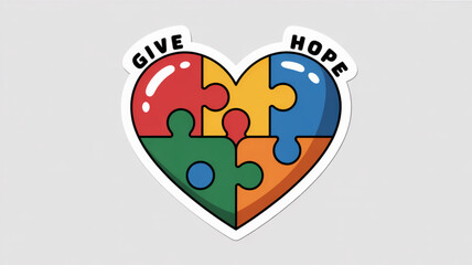 Autism awareness heart puzzle give hope support understanding acceptance love diversity inclusion charity 100